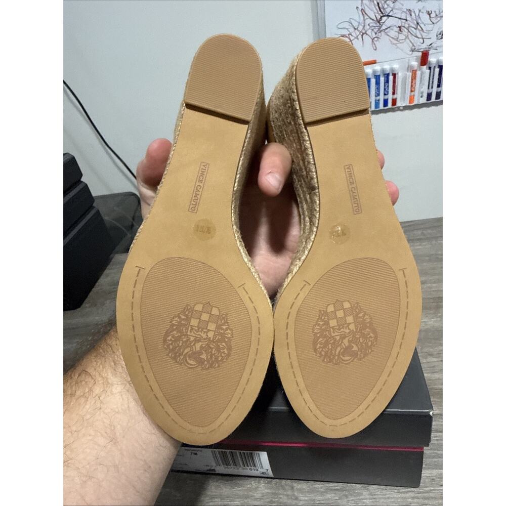 Vince Camuto Frilin Golden Walnut Leather Espadrille Wedge Sandals Womens 7 M - Picture 8 of 12